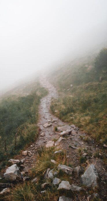 sentiero montagna nella nebbia